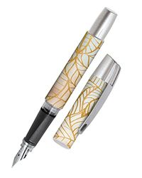 Online Ergonomic fountain pen for school/college Campus Leaves - solid medium nib, soft grip part, for standard ink cartridges, refillable, ideal for beginners/pupils/students