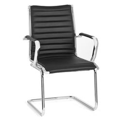 hjh OFFICE 660942 Chaise Visiteur à piétement Luge VEMONA V en Similicuir Noir Chaise de conférence avec accoudoirs