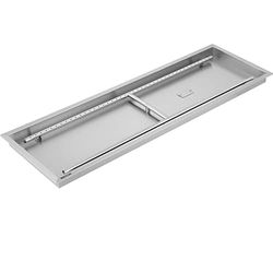 VEVOR Naturlig gas eldpitbrännare 127 x 40 cm eldspanna 7,2 kg rostfritt stål droppe i panna linjär eldgryta metall fyrkantig brännare värmare, silver