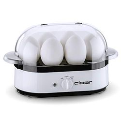 Cloer Eierkocher Cuociuova da 1-6 Uova, Segnale Acustico Opzionale, 350 W, portauova Rimovibile, Ciotola riscaldante in Acciaio Inossidabile con Rivestimento Antiaderente, Bianco