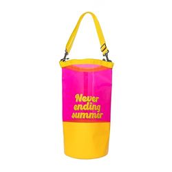 Fisura – Waterdichte Dry Bag "summer". Roze en gele waterdichte tas van 5 liter. Droogtas met rolsluiting en schouderriem. Afmetingen: 29 centimeters x 41,5 centimeters
