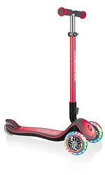Globber - Elite Deluxe Lights - Scooter de 3 rodas dobrável e iluminado para crianças dos 3 aos 9 anos, vermelho