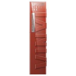 Maybelline New York Tinta Labbra a Lunga Tenuta Superstay Vinyl Ink, Per un Effetto Vinilico fino a 16H, Finish Luminoso e Senza Sbavature, Formula Vegana, Tonalità: 130 CHARMED