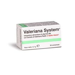 Valeriana System, Integratore Alimentare a Base di Valeriana e Vitamina B6, Rimedio Naturale per Ansia e Insonnia, Favorisce il Rilassamento, Confezione da 30 Compresse, 20 g