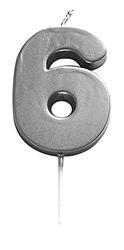 Ciao, Zilveren cijferkaars 6 (6 cm), 21456