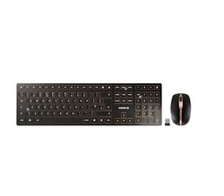 CHERRY DW 9100 SLIM, draadloze toetsenbord- en muisset, UK-lay-out (QWERTY), Bluetooth & 2,4 GHz radio, stille toetsen, oplaadbaar, zwart-brons