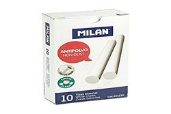 MILAN Caja 10 tizas de carbonato de calcio blancas redondas - antipolvo (244210)