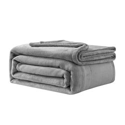 Good Nite Fleece Blanket 230 x 270 cm Soft Large Blanket and Bedspread for Adult Warm Blanket Machine Washable Grey