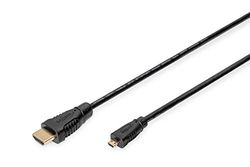 DIGITUS Cabo de conexão HDMI de alta velocidade, tipo A - 1,0 m - com canal Ethernet - Full HD 1080p/60 Hz - compatível com TV/beamer/monitor - contactos banhados a ouro - preto