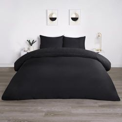 OHS Set di biancheria da letto singolo Pinsonic geometrico, lussuoso copripiumino singolo con federa, ultra morbido, decorativo, trapuntato, letto singolo, nero