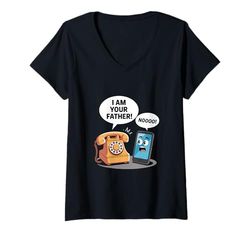 Mujer Divertido teléfono Soy tu Padre Retro Humor Camiseta Cuello V