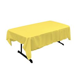 LA Linen Polyester Poplin Rectangular Tablecloth, 60 x 90, Light Yellow