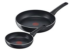 Tefal C27890 Generous Cook 2-delige pannenset, 20/28 cm, veilige anti-aanbaklaag, thermosignaal temperatuurweergave, diepe vorm, geschikt voor inductie, zwart