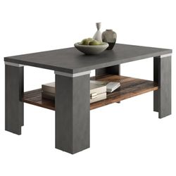 Bastille salontafel, 100 x 60 cm, met inlegplank, antraciet/bruin