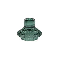 Talking Tables Sage Glass Candlestick Holder Small Ribbed Candle Stand For Dinner Candles, Christmas Table Decorations, Home Décor, Accessories, Indoor or Outdoor Dinner Party FOREST-HOLD-SML-GRN