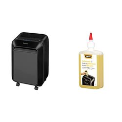 Fellowes distruggi documenti a miniframmento LX210, 16 fogli, per piccolo ufficio, da 1 a 3 utenti, cestino da 23 litri + Olio Lubrificante per Distruggidocumenti, 355 ml