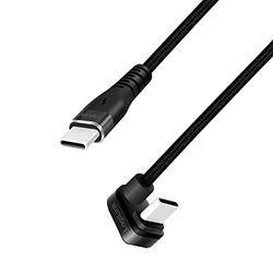 LogiLink Cable conector USB 2.0 Tipo-C 180° en ángulo a USB-C macho (recto) negro 1m