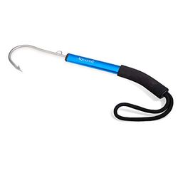 Aquantic Flying Gaff aluminium punt van roestvrij staal met weerhaak, lengte 35 cm, oog voor touwbevestiging, antislip handgreep met polsband