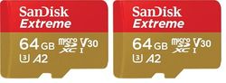 SanDisk 64GB Extreme microSDXC card for Action Cams and Drones + SD adapter + RescuePRO Deluxe, up to 170 MB/s, with A2 App Performance, UHS-I, Class 10, U3, V30 (Pack of 2)