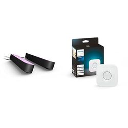 Philips Hue Play Pack Ambiance White & Color, Black, 2.6.6W Basic Pack Kit & Philips Hue Bridge: kontrollenhet för Philips Hue smart belysning, ZigBee, kontrollera upp till 50 ljuspunkter
