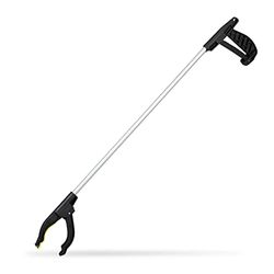 Relaxdays universele grijper, afvalgrijper, opraaphulp voor senioren, ergonomisch, 76 cm, aluminium, zilver/zwart