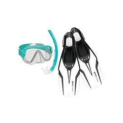 Nateeva Keewee Snorkelmasker en zwemvliezen, set bestaande uit masker, mondstuk en snorkelvinnen voor volwassenen, wit, M/L