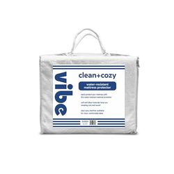 Vibe Premium Fitted Washable Terry Cloth Waterproof Mattress Pad, Polyester, White, California King
