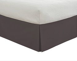 Lux Hotel Skräddarsydd sängkjol klassisk 35,56 cm dropplängd veckad styling, tvilling, grå