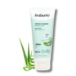 Babaria - Crema De Manos Con Aloe Vera Puro 100% | Crema De Manos Reparadora 75ml | Crema Aloe Vera Puro 100% | Crema Manos Agrietadas Y Secas Hidratante