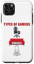 Carcasa para iPhone 11 Pro Max Types of Gamers: PC, Console, Phone Funny Gaming Dad & Teen