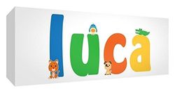 Little Helper para Nursery Lienzo con panel frontal, dibujo personalizable con nombre de niño Luca 15 x 42 x 4 cm multicolor
