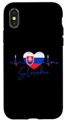 Coque pour iPhone X/XS Drapeau Slovaquie Heartbeat ECG Slovaquie Cadeaux Love Slovaquie DNA