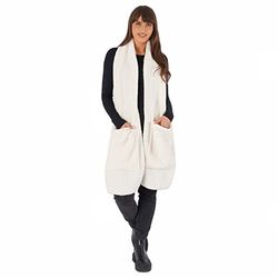 OHS Lange Teddy Flanel Fleece Sjaal Met Zakken Vrouwen Hand Hals Warmer Lichtgewicht Sjaal Super Zachte Pluche Wrap, Crème