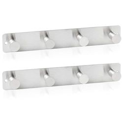 RICOO Heavy Duty Stainless Steel Wall Mounted Coat Hooks, MH025S-4x2, Elegant Hook Rack for Entryway, Kitchen, Bathroom, with 4 Durable Hooks, Silver
