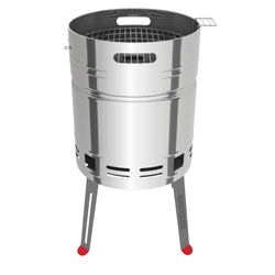 TRAMONTINA - Parrilla a Carbón Churrasco TCP 400, para Carne, en Acero Inoxidable, Bandeja de Acero Esmaltado, con Protecciones Laterales, Tamaño 40 cm