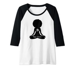 Mujer Entrenador de yoga Cabello natural Amor propio OM Meditación Yoga Camiseta Manga Raglan