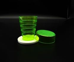 Kimmel Gobelet pliable - L'original - Avec miroir - Pour pique-nique, voyage, ménage - Gobelet pliable pour brossage des dents - Pour l'extérieur, la randonnée, le camping - Vert transparent