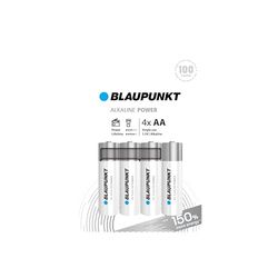 BLAUPUNKT AA alkalinebatterijen, verpakking van 4, voor wandklokken en tv-afstandsbedieningen, LR6BPO/4CP