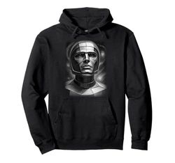 Black n White Humanoid Robot Pullover Hoodie