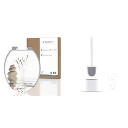 SCHÜTTE Abattant WC Wellness en MDF avec frein de chute Blanc Très grande résistance au poids & Ibergrif Brosse WC Silicone Plate- Brosse Toilette et Supports, Anti-goutte, Antibactérienne