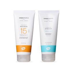 Green People Edelweiss SPF15 Sun Cream & After Sun - Natural, Organic Sunscreen with Tan Accelerator - Non Comedogenic, Reef Safe - 2x200ml