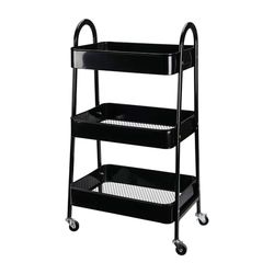 Well Home Keukenwagen, zwart, met 3 manden en wielen, hoogte 79,5 cm