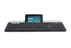 Logitech K780 Tastiera Wireless, Layout Tedesco Qwertz, ‎Grigio (Scuro)/Bianco