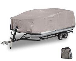GEARFLAG Cubierta para barco pontón 600D, resistente, impermeable, grado marino, resistente a los rayos UV, se adapta a correas laterales ajustables reforzadas (21 pies a 24 pies de largo, 600D, ancho