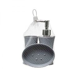 FIVE Set de 3 accesorios PS Raya gris jabon, Dispensador 8,3x7,13x18,5 cm. Vaso 7,12x7,12x11,63 cm. Jabonera 13,3x9,8x3,62 cm. / Dispensador: capacidad 200 ml