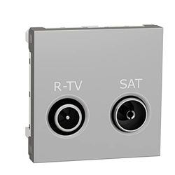 Schneider Electric NU345430 Unica – R-TV + SAT-stopcontact – afzonderlijk – 2 Mod – aluminium – afzonderlijk