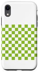 Coque pour iPhone XR Carreaux vert citron blanc damier