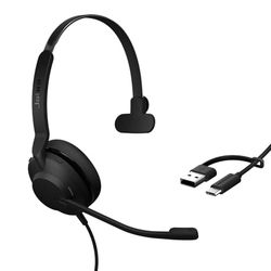 Jabra Evolve2 30 SE Telefoon-on-ear headset, bekabeld, mono, zwart, microfoon-ruisonderdrukking, ruisonderdrukking, He