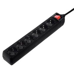 Hama 137265 Interno 6presa(e) AC 3m Nero prolunghe e multiple