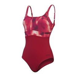 Speedo Maillot de Bain 1 Pièce Effet Galbant Contoureclipse pour Femme - Plage et Vacances - Magenta Brume, Rose Délicat, Rouge Basque - Taille 40